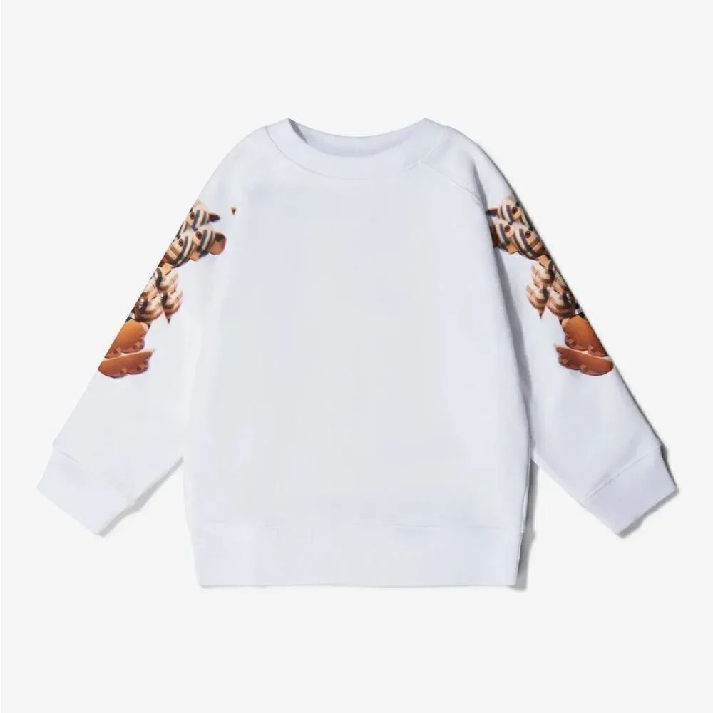 Burberry Kids Sweatshirt Girls White Size 10Y Long Sleeve 100% Cotton Crew Neck